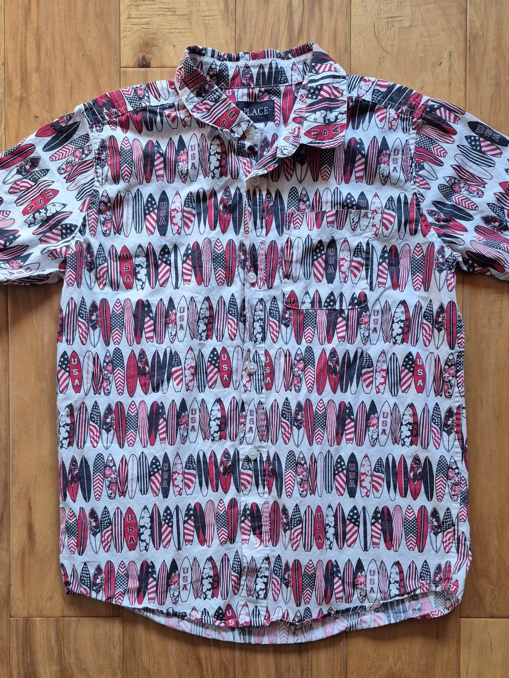 The Children's Place Men’s Red & Black Surfboard Print Shirt